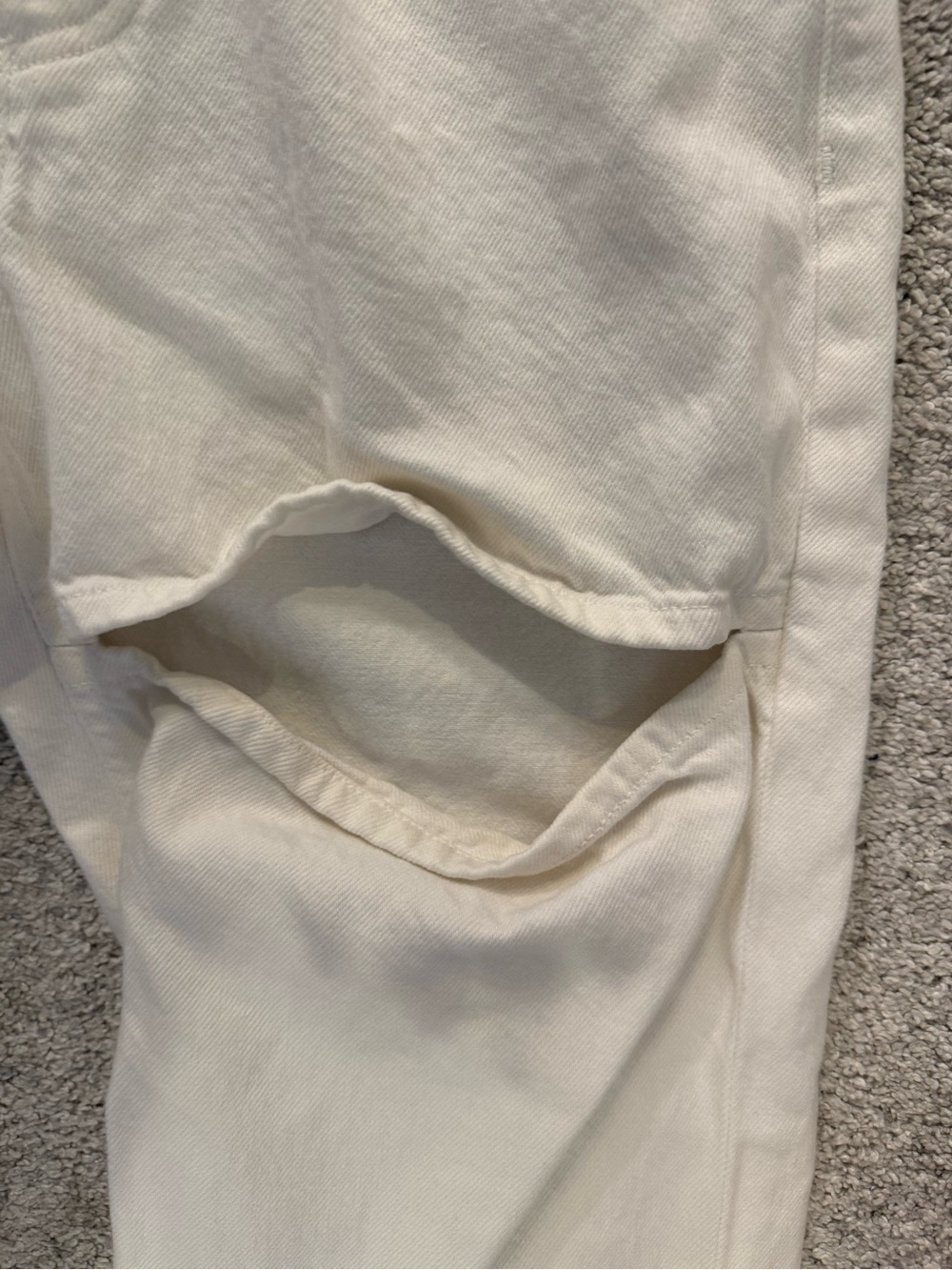 Agolde Women's White High-Rise Straight Leg Jeans with Knee Slit - Picture 2 of 5